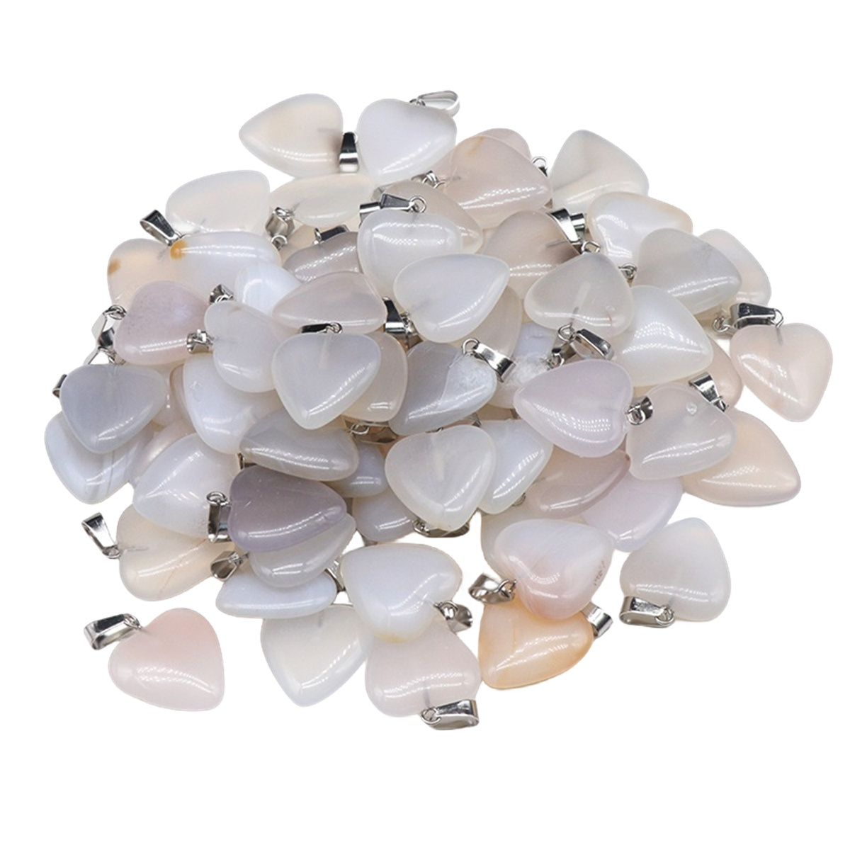 White Agate Pendants for Women Men  Natural Agate Stone Heart Stainless Steel Pendant for DIY Gemstone Charms for Jewelry