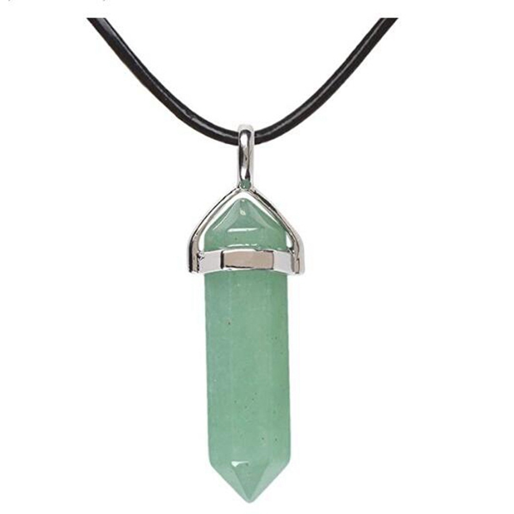 Hexagonal Chakra Crystal Bullet Shape Gemstone Pendant Necklaces Pointed Quartz Stone Chain Necklaces