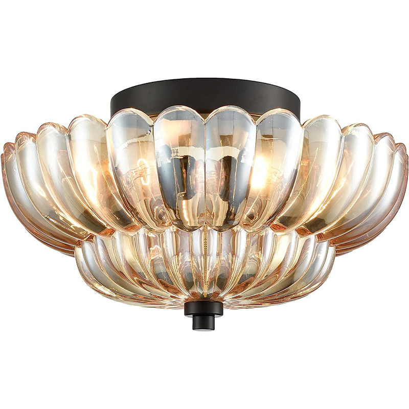 Brown glass cover lamps simple American retro porch bedroom balcony ceiling light.