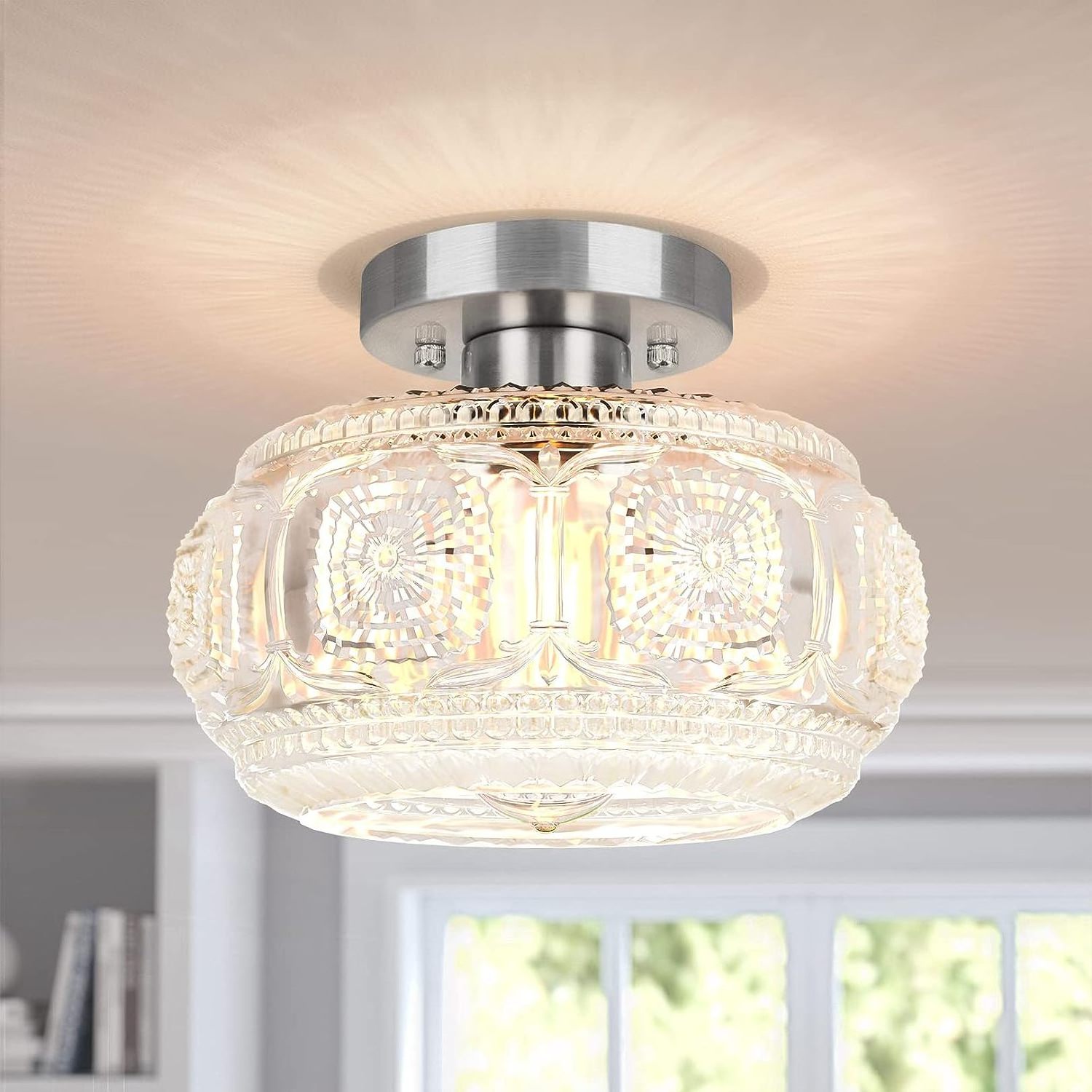 Semi-embedded ceiling lamp corridor retro indoor pendant light farmhouse kitchen entrance bathroom porch pendant light