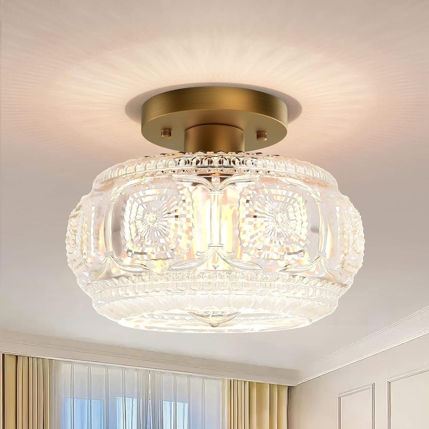 Semi-embedded ceiling lamp corridor retro indoor pendant light farmhouse kitchen entrance bathroom porch pendant light