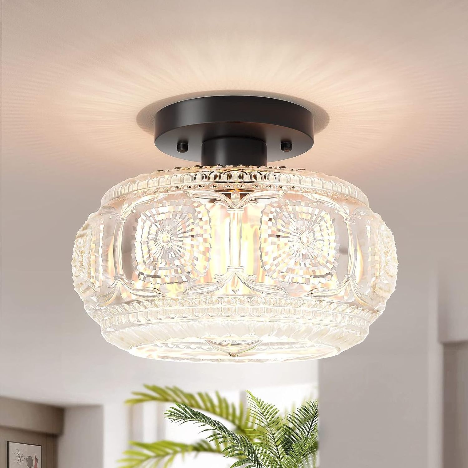 Semi-embedded ceiling lamp corridor retro indoor pendant light farmhouse kitchen entrance bathroom porch pendant light