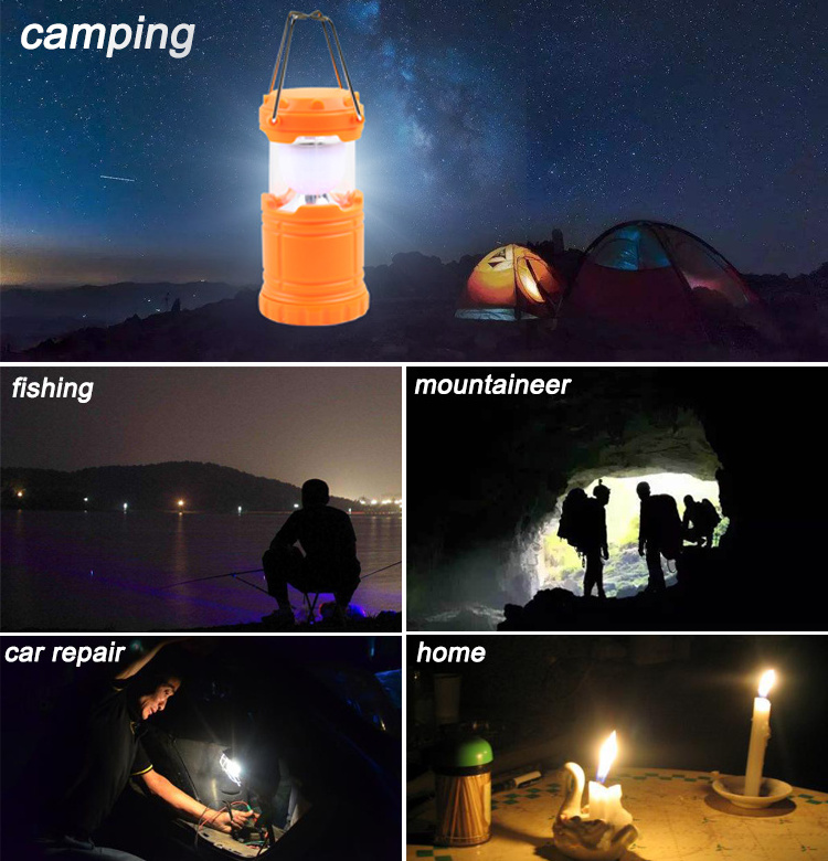 Collapsible Flashlights Portable Lamp LED Rechargeable Hand Lamp Hiking Camping Lantern Light Outdoor Lighting