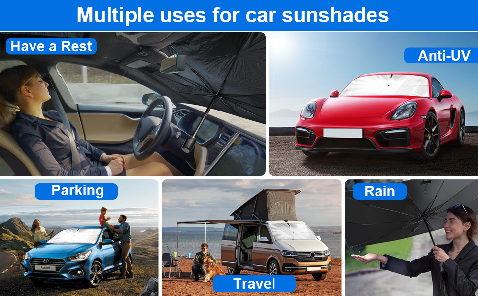 2023 Summer hot selling Windshield Sunshade Ultraviolet Accessories UV Protector Foldable Car Sun Shade Umbrella