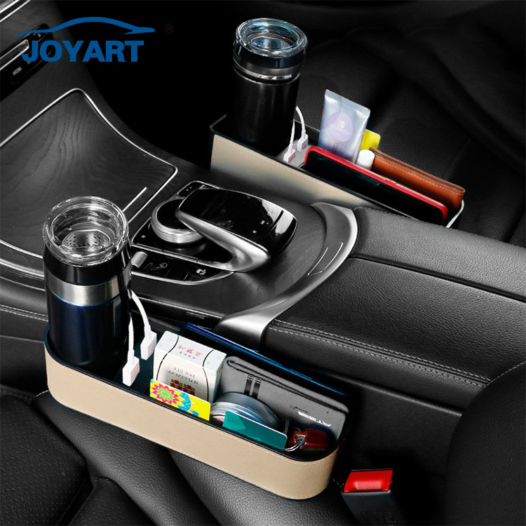 Microfiber Leather Car Side Organizer Storage Box Car Seat Organizer Front Seat Gap Filler With Usb Charging Port