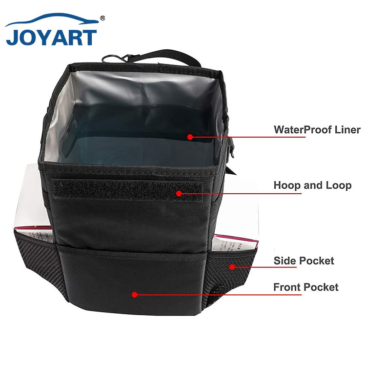 Foldable Leakproof Vehicle Headrest Hanging Trash Can Car Trash Can with Leather Lid Car Trash Bin Hanging Vehicle Garbage