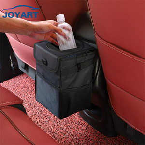 Foldable Leakproof Vehicle Headrest Hanging Trash Can Car Trash Can with Leather Lid Car Trash Bin Hanging Vehicle Garbage