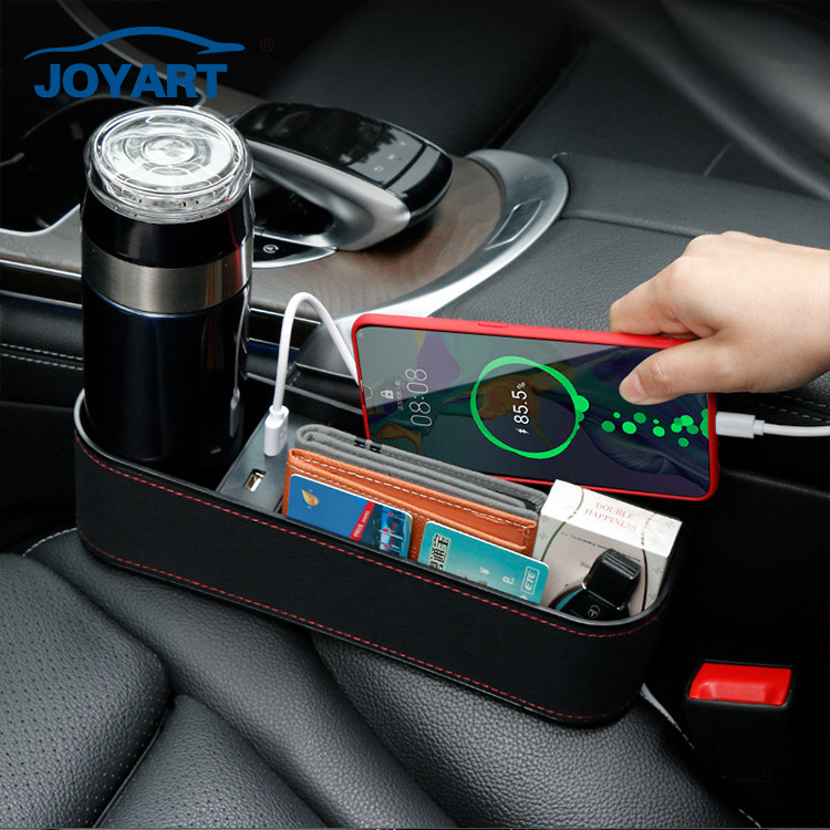 Microfiber Leather Car Side Organizer Storage Box Car Seat Organizer Front Seat Gap Filler With Usb Charging Port