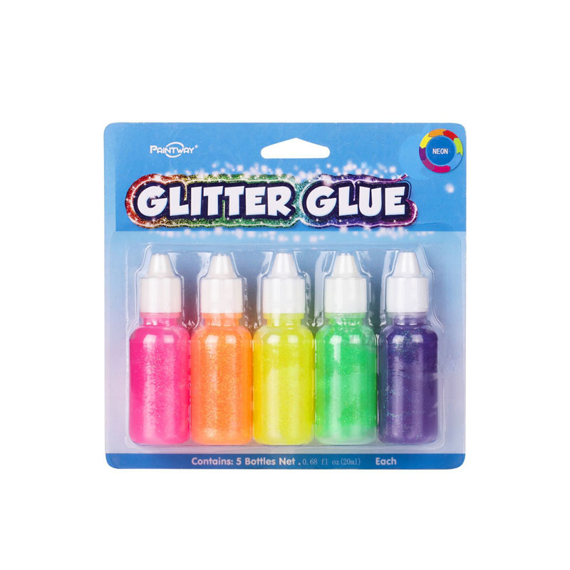 5ct 20ml  Neon Glitter Glue Washable Fabric Paint Fabric Paint Kit