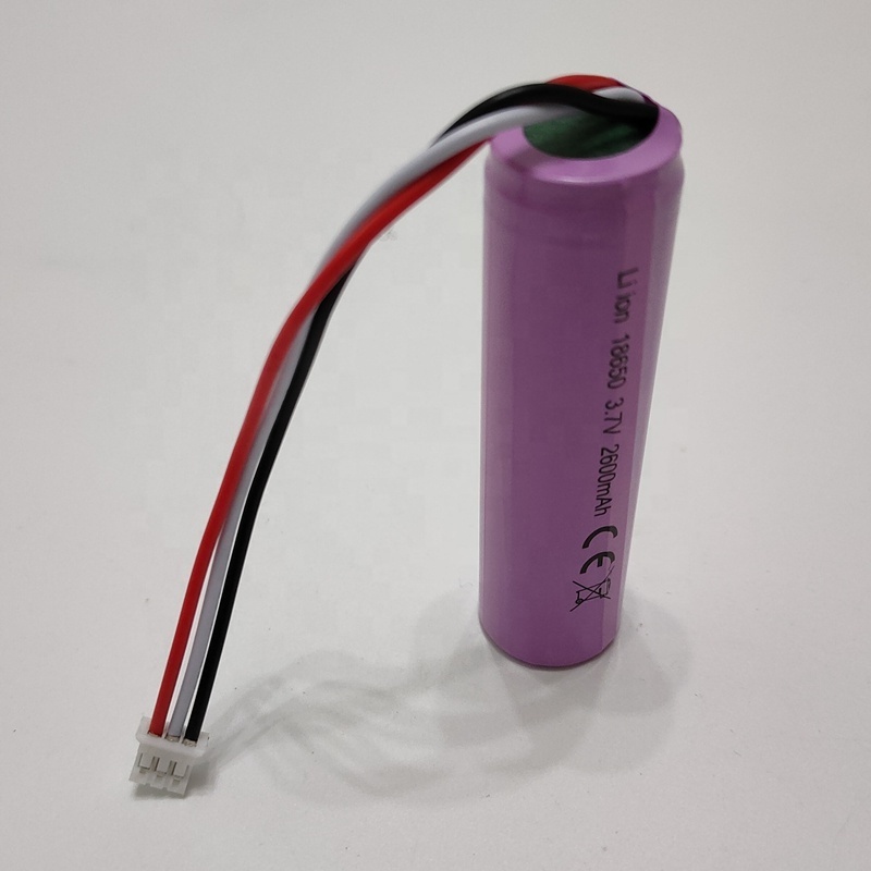 High quality rechargeable 18650 lithium ion ICR18650 3.7V 2600mAh li-ion battery with pcb ntc and jst xh2.54 3P plug