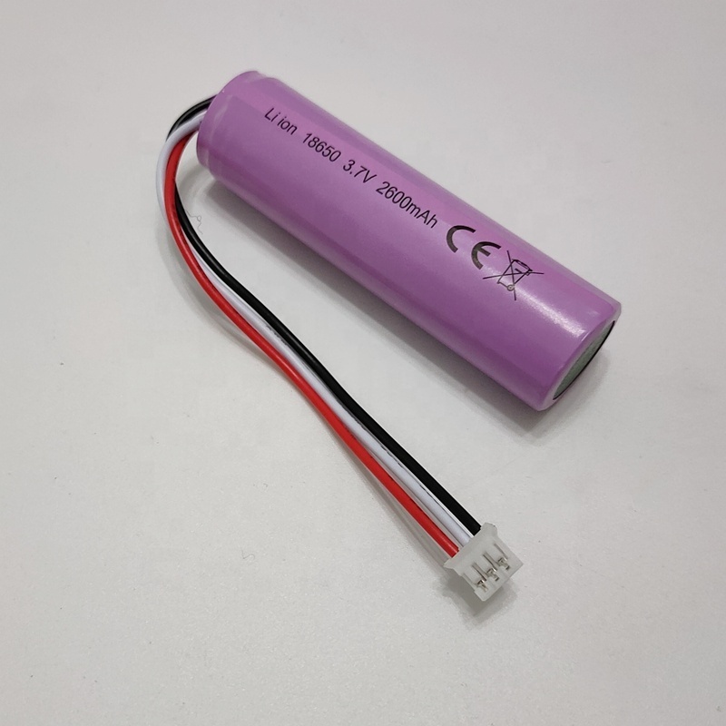 High quality rechargeable 18650 lithium ion ICR18650 3.7V 2600mAh li-ion battery with pcb ntc and jst xh2.54 3P plug