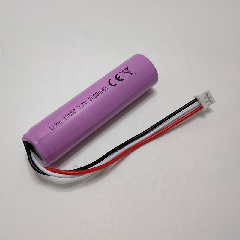 High quality rechargeable 18650 lithium ion ICR18650 3.7V 2600mAh li-ion battery with pcb ntc and jst xh2.54 3P plug