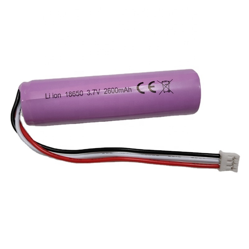 High quality rechargeable 18650 lithium ion ICR18650 3.7V 2600mAh li-ion battery with pcb ntc and jst xh2.54 3P plug