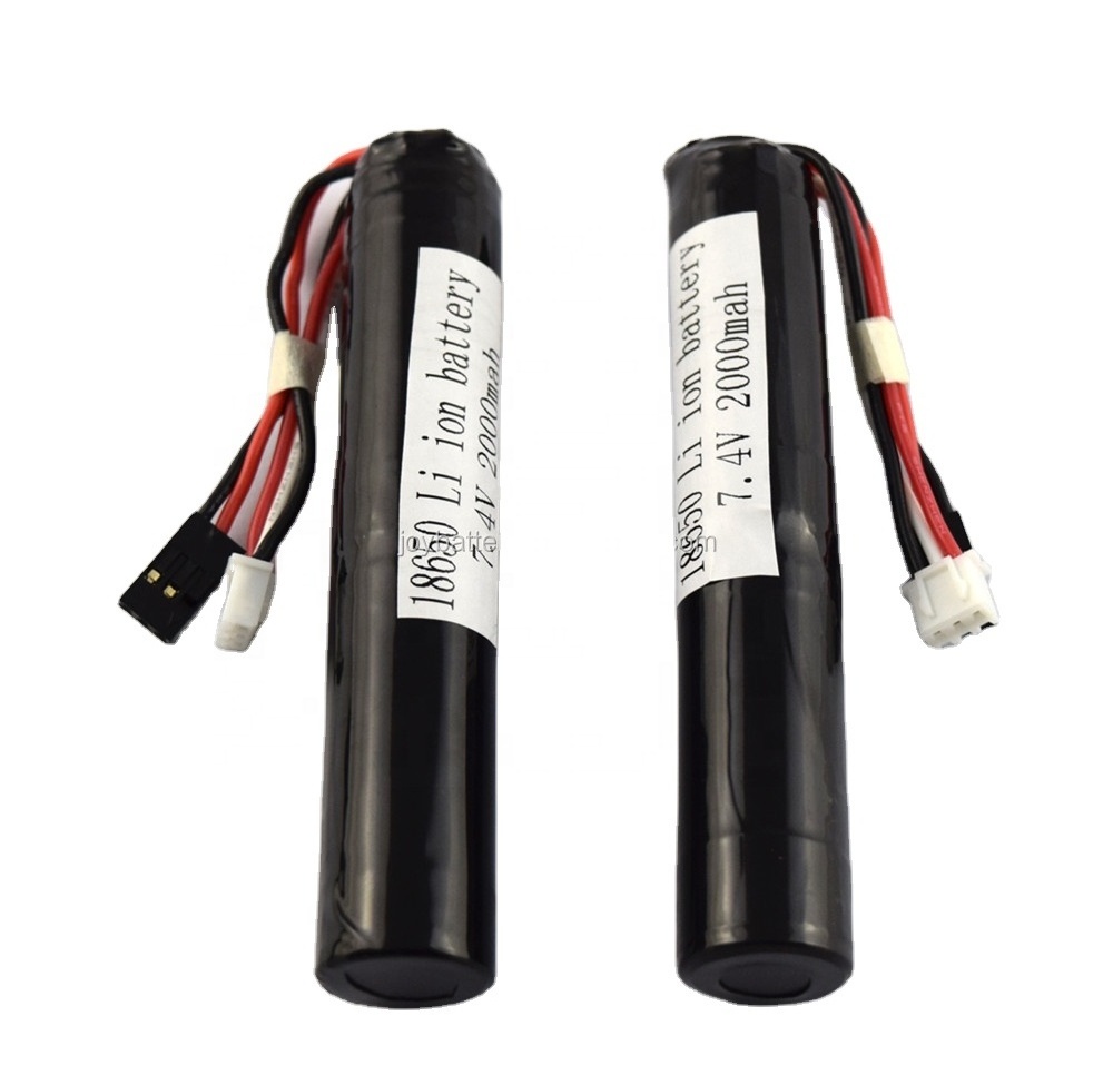 High quality 18650 2S1P 7.4V 2000mAh Long pencil rechargeable li-ion battery pack with pcb and JST connector