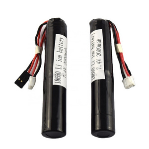 High quality 18650 2S1P 7.4V 2000mAh Long pencil rechargeable li-ion battery pack with pcb and JST connector