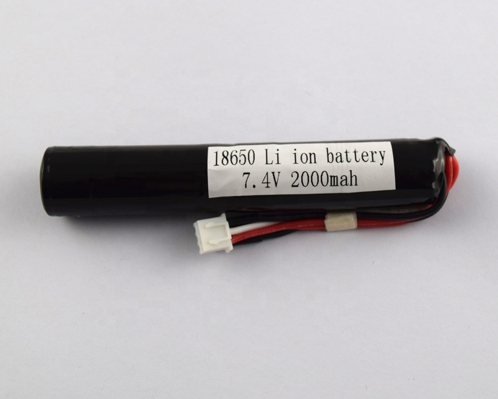 High quality 18650 2S1P 7.4V 2000mAh Long pencil rechargeable li-ion battery pack with pcb and JST connector