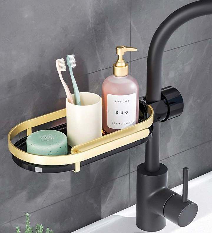 Joybos Faucet Storage Rack Shower Caddy Durable Space Saving Storage Rack  Sink Sponge Holder