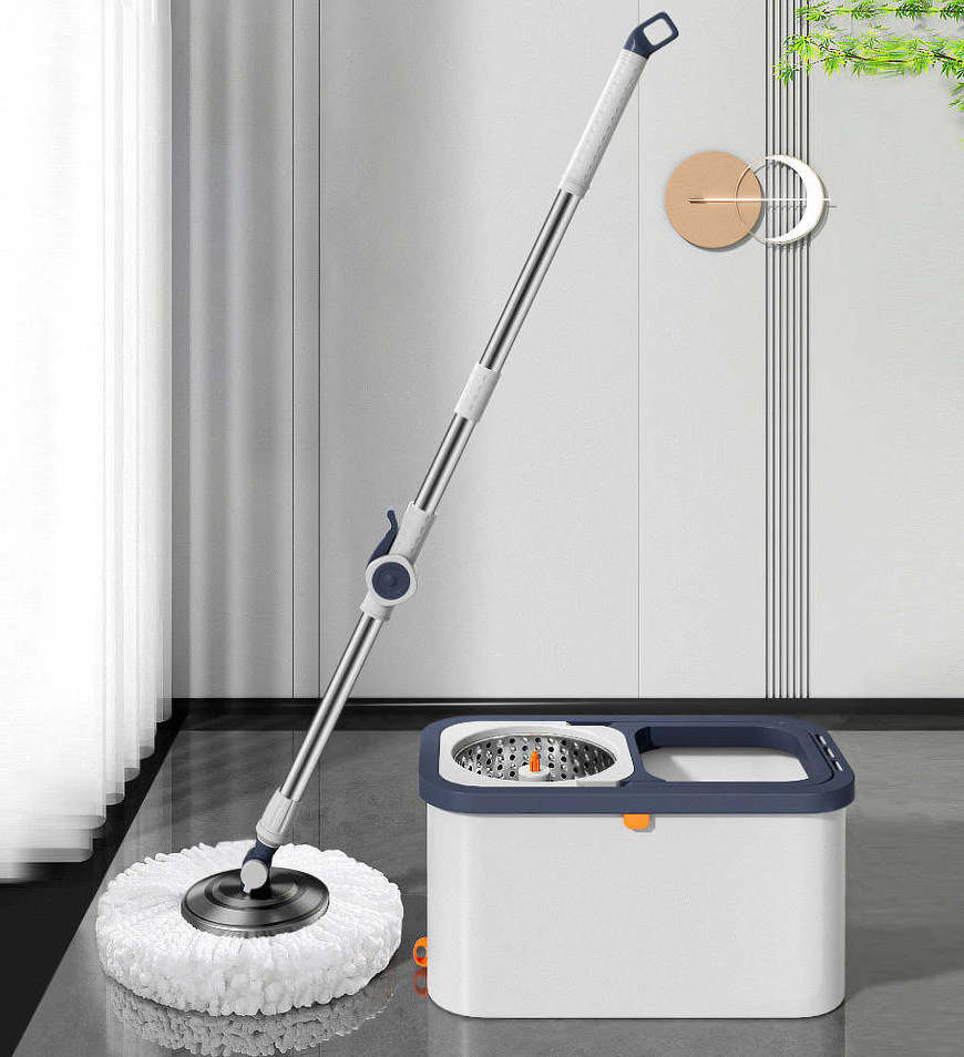 JOYBOS Microfiber Spin Mop and Bucket Floor Cleaning System Floor Mop Stainless Steel Mop Handle with 6Pcs pads