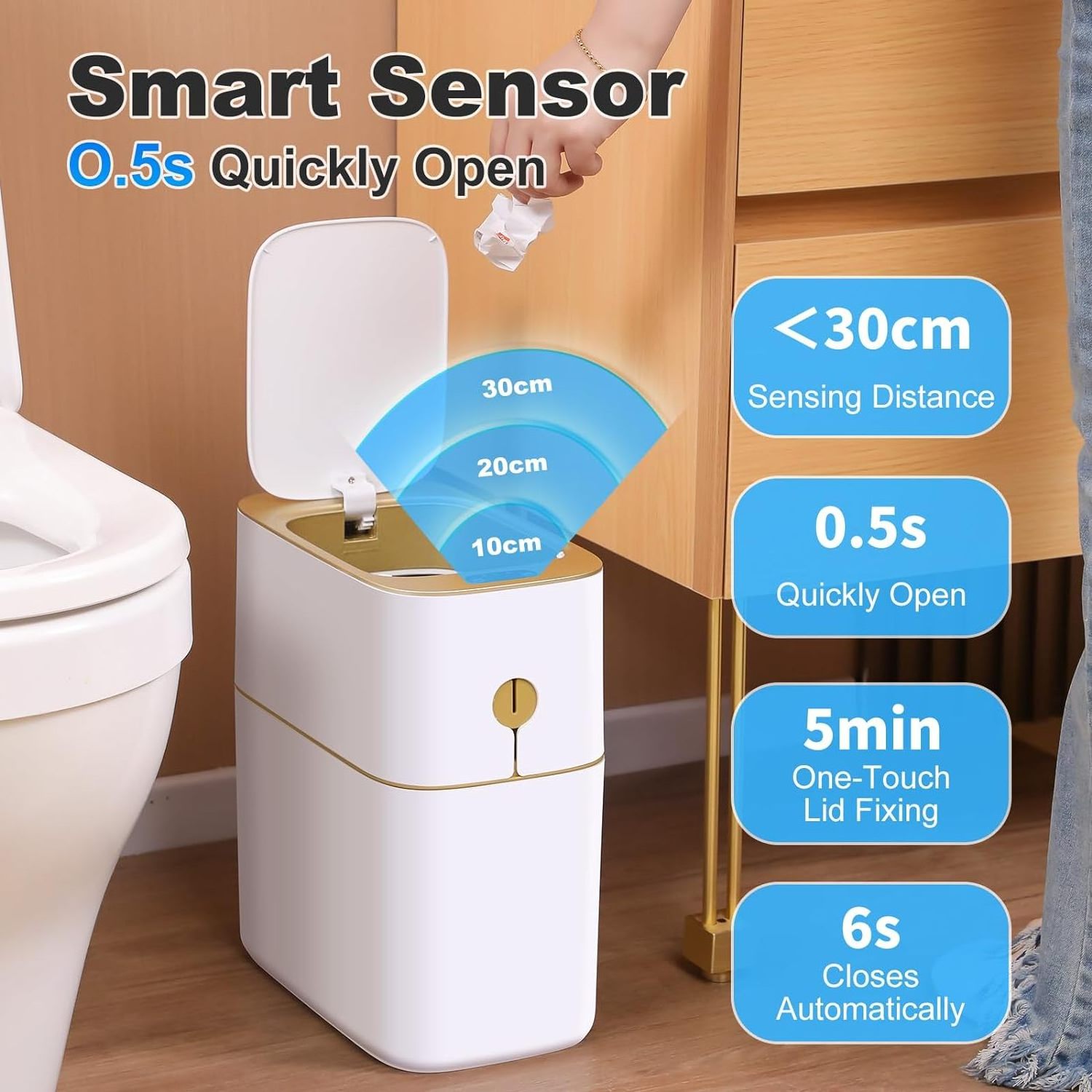 JOYBOS Smart trash can Bathroom Toilet Desktop Smart Sensor Garbage Bin with Aromatherapy Air Freshener car trash can