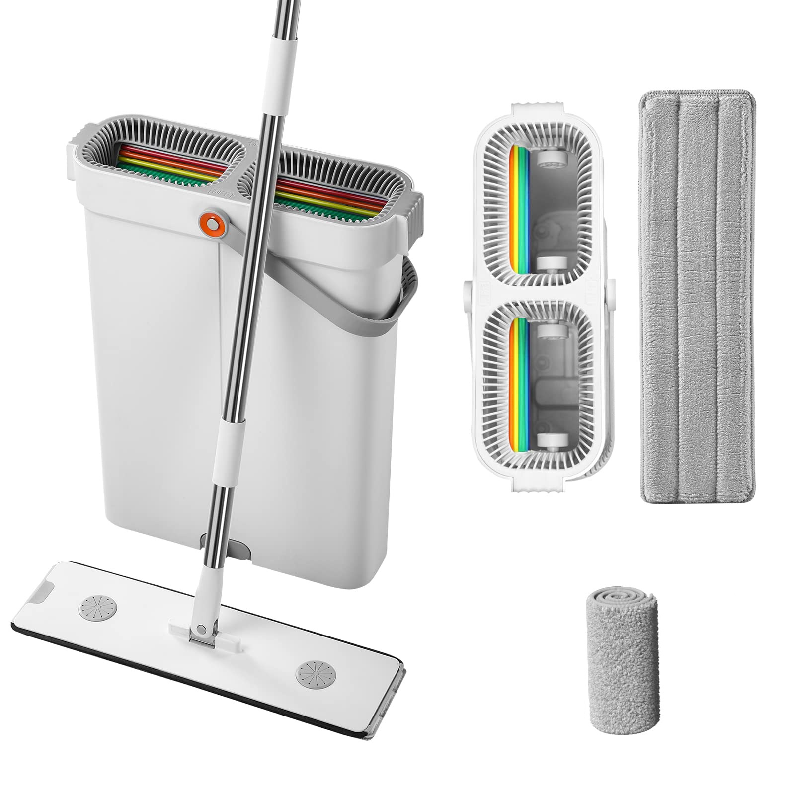 Joybos Mop and Bucket with Self Wringer Set  Upgraded Square Microfiber Spinning Mop Clean Dirty Water Separate Design