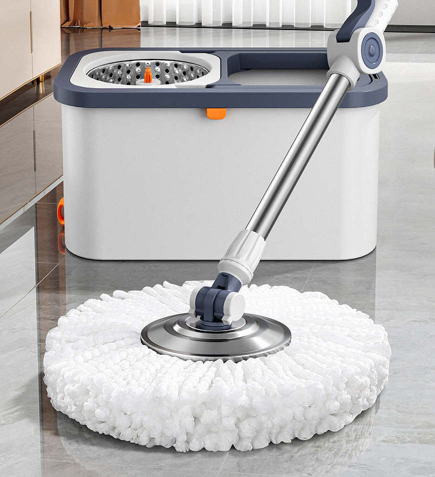 JOYBOS Microfiber Spin Mop and Bucket Floor Cleaning System Floor Mop Stainless Steel Mop Handle with 6Pcs pads