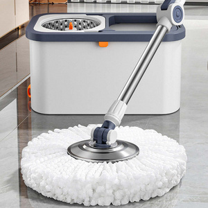 JOYBOS Microfiber Spin Mop and Bucket Floor Cleaning System Floor Mop Stainless Steel Mop Handle with 6Pcs pads