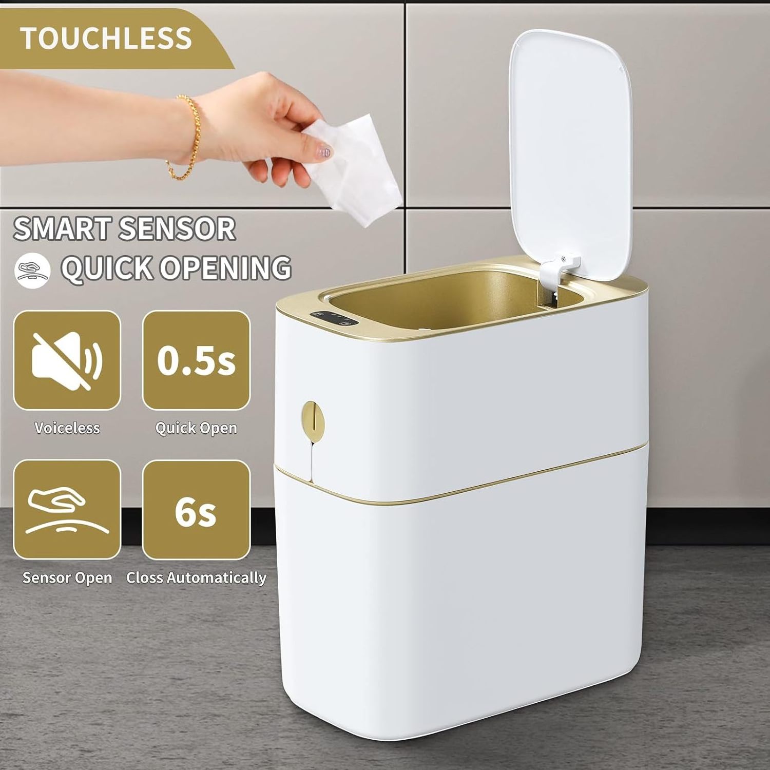 JOYBOS Smart trash can Bathroom Toilet Desktop Smart Sensor Garbage Bin with Aromatherapy Air Freshener car trash can