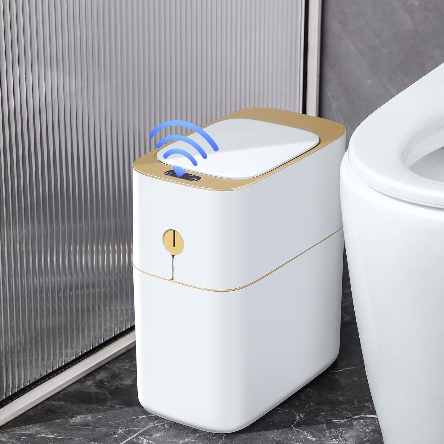 JOYBOS Smart trash can Bathroom Toilet Desktop Smart Sensor Garbage Bin with Aromatherapy Air Freshener car trash can