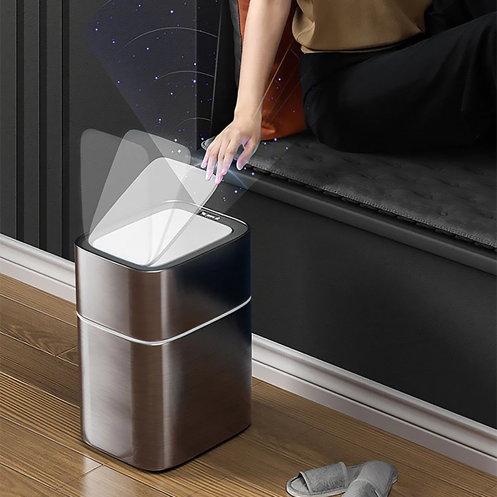 JOYBOS stainless steel automatic smart waste bins rectangular mini trash can sensor garbage bin touchless luxury dustbin