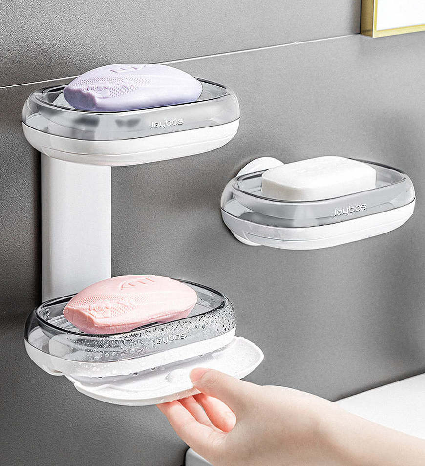 JOYBOS Soap Dish for Shower Bar Soap Holder Double Layer Wall Mounted  Container with Draining Tray Soap Case