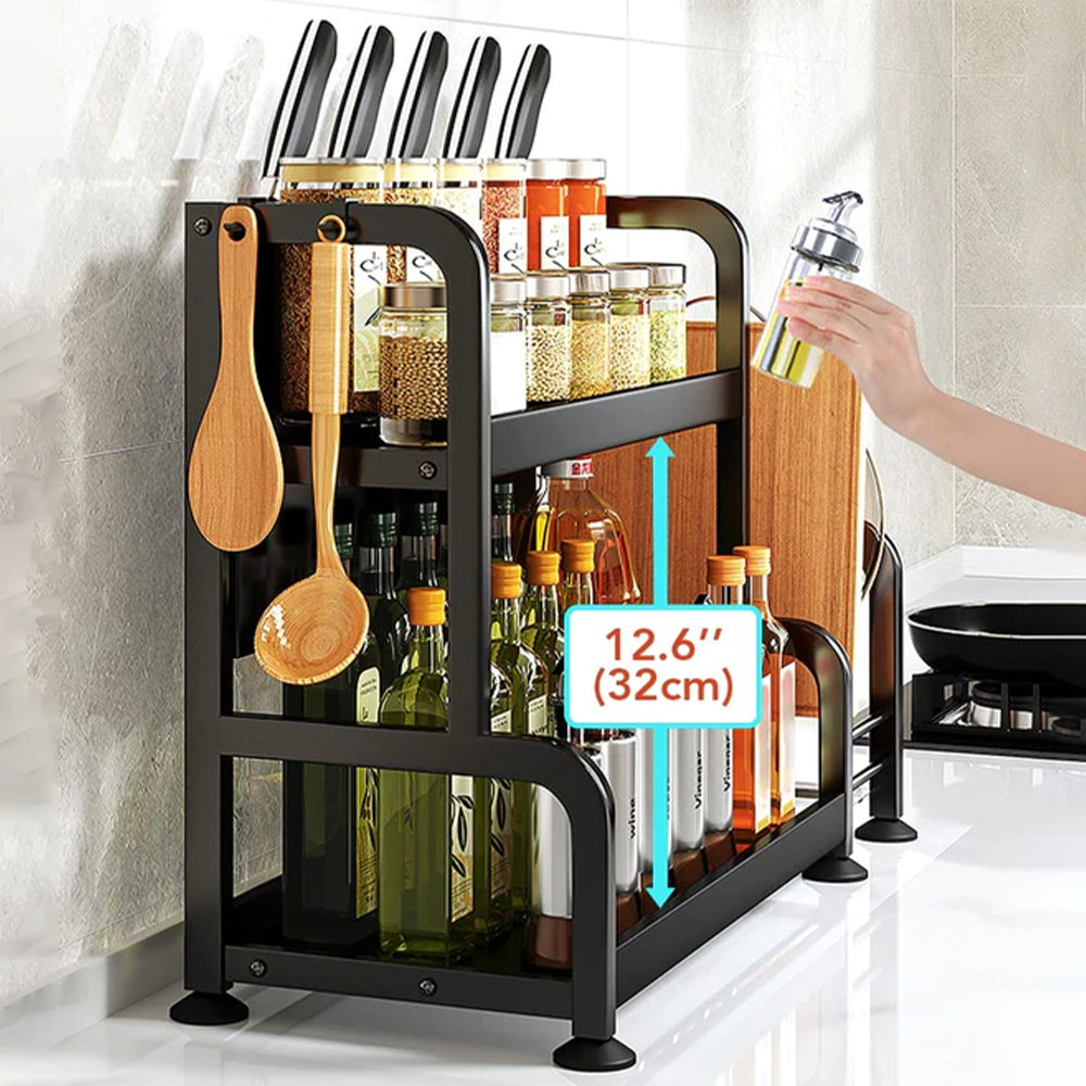 Joybos 2 Tier Kitchen Organizer spice rack Knife Holder Tool Storage Racks Shelving Units Tableware Shelf Kitchen Rack