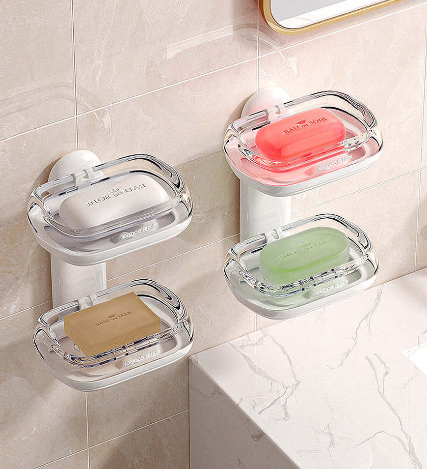 JOYBOS Soap Dish for Shower Bar Soap Holder Double Layer Wall Mounted  Container with Draining Tray Soap Case