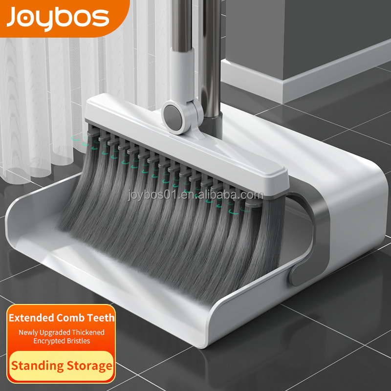 JOYBOS Broom Dustpan Set Combination Two-Piece Broom Set Household Rotating Windproof Comb Type Long Hair Telescopic Broom Head