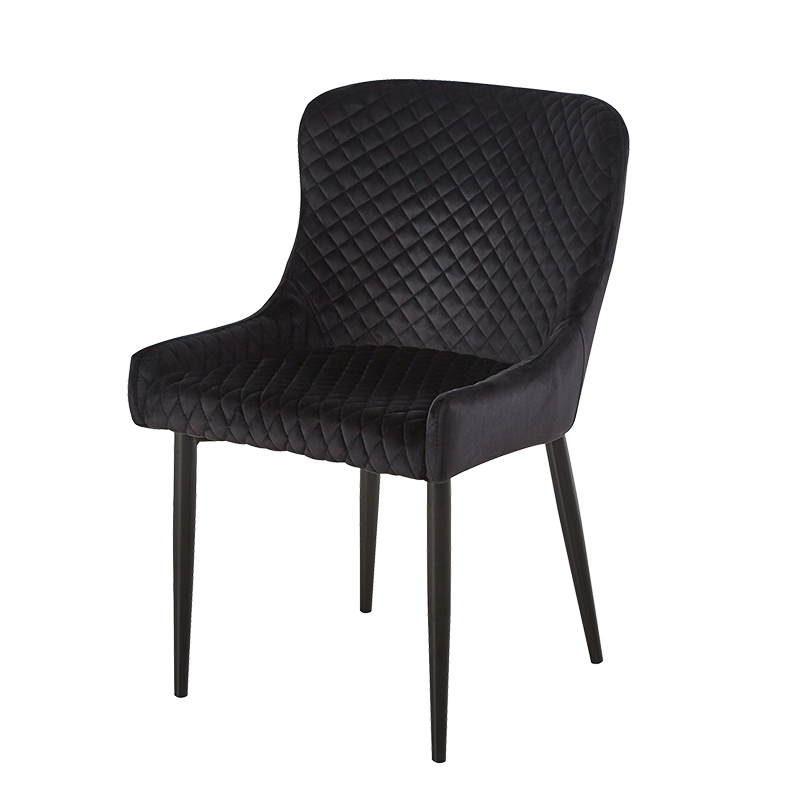 Modern Comfortable Dinning Chair Black Lacquer Legs Velvet Cushion Backrest Restaurant Dining Chair