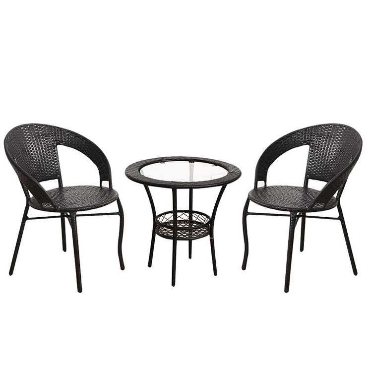 Rattan Wicker Patio Exterior Outdoor Dinning Restaurant Furniture Dining Tables With Chairs Set For 2 4 Person