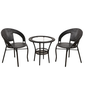 Rattan Wicker Patio Exterior Outdoor Dinning Restaurant Furniture Dining Tables With Chairs Set For 2 4 Person