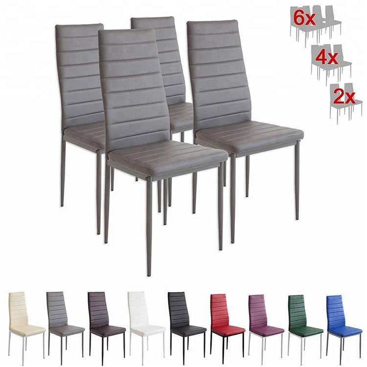 Dining Chair Modern Cheap Dinning Room Chair Black Pu Pvc Faux Leather Metal Leg Dining Chair