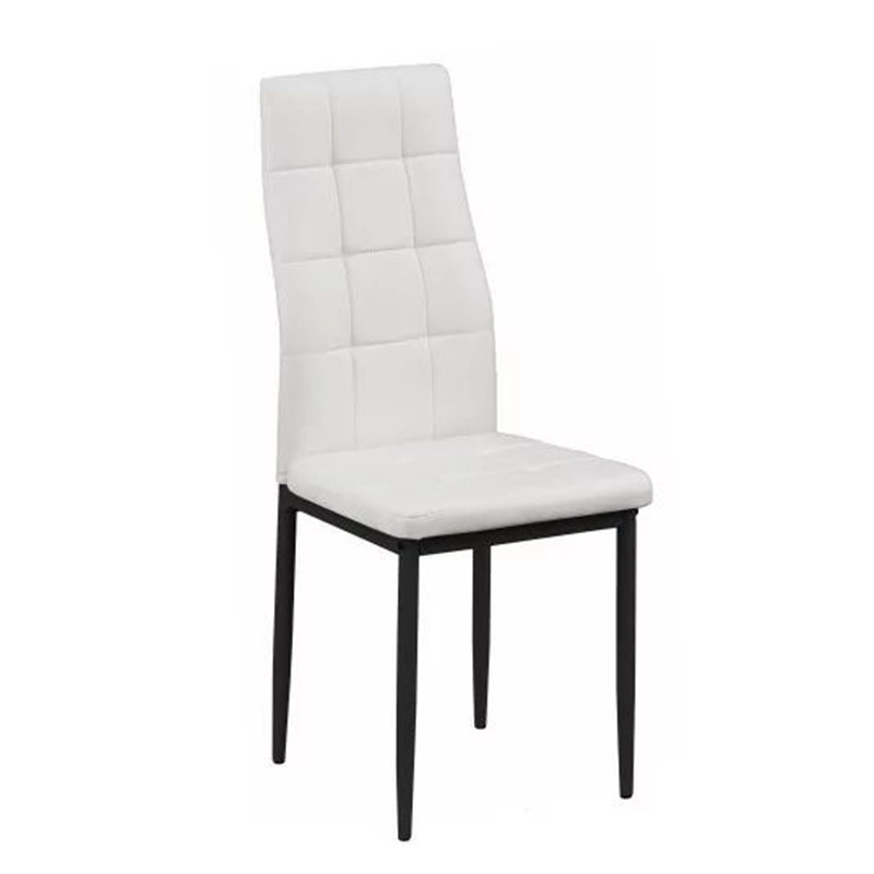 Modern Nordic High Back Black Pu Leather Chrome Metal Leg Dining Chair For Dinning Room Kitchen