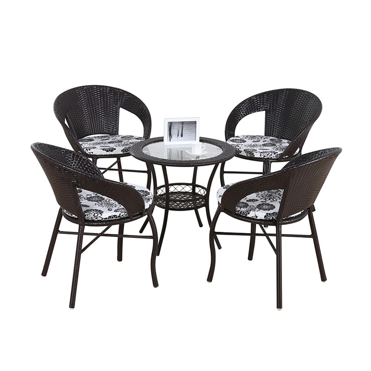 Rattan Wicker Patio Exterior Outdoor Dinning Restaurant Furniture Dining Tables With Chairs Set For 2 4 Person