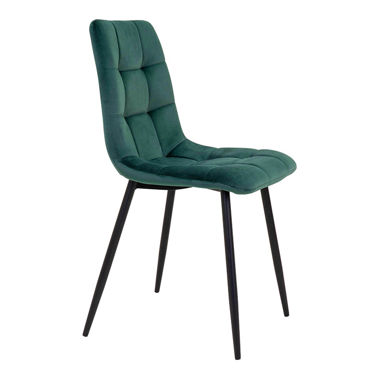 Hebei Promotion Cheap Modern Classic Style Dinning Room Chair Nordic Green Velvet Upholstered Seat Black Metal leg Dining Chair