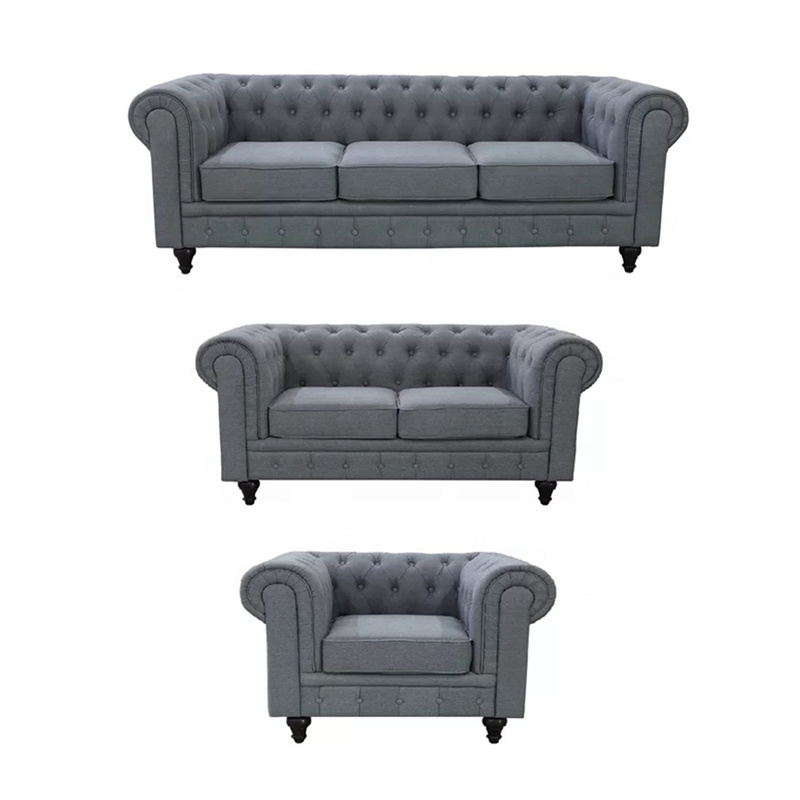 Guangdong Shenzhen Furniture Hot Sales Modern Living Room Sofa Luxury Upholstered 1 2 3 Chesterfield Sofa Set