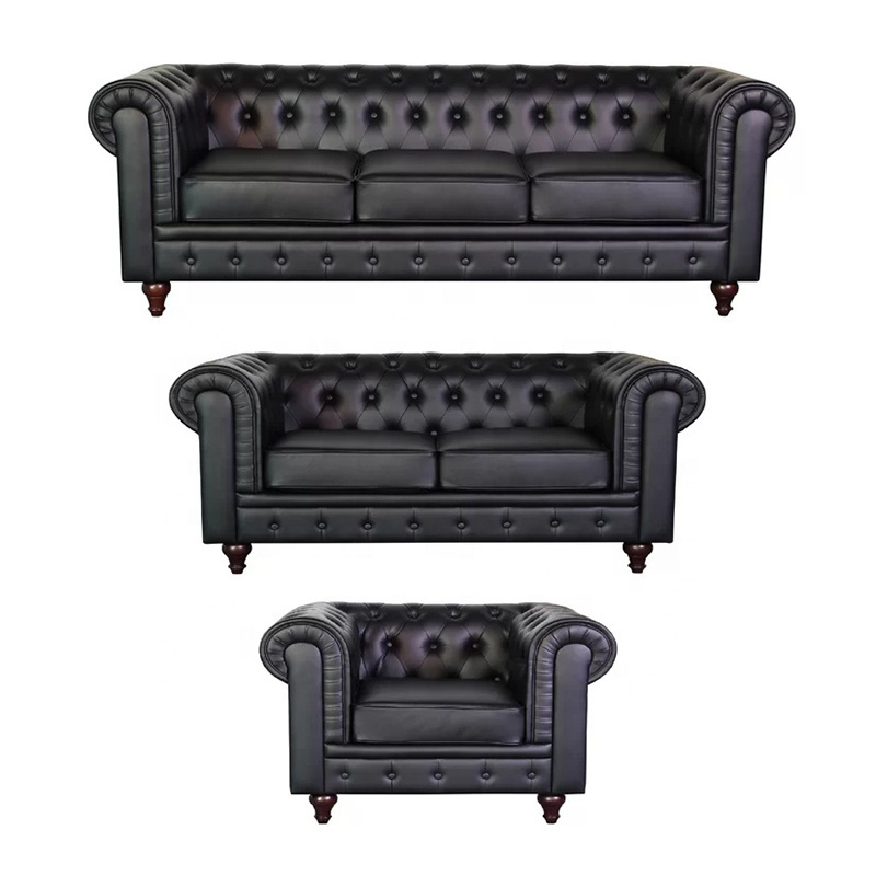 Guangdong Shenzhen Furniture Hot Sales Modern Living Room Sofa Luxury Upholstered 1 2 3 Chesterfield Sofa Set