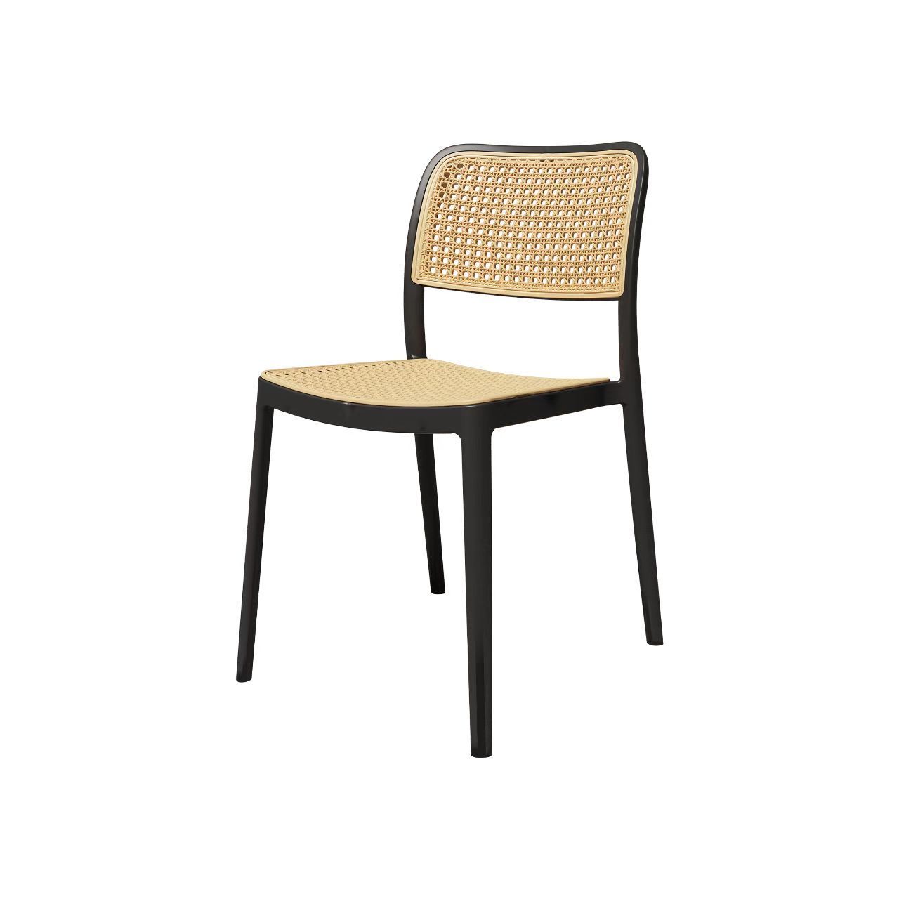 Black Frame Brown Seat PE Rattan Out Door Chair Monoblock Solid Plastic Cane Wedding Dinning Chair In China