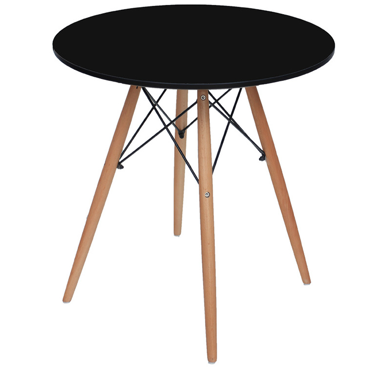 black round mdf wooden home dinning room furniture small circle dining tables and 4 chairs seater set with wood leg