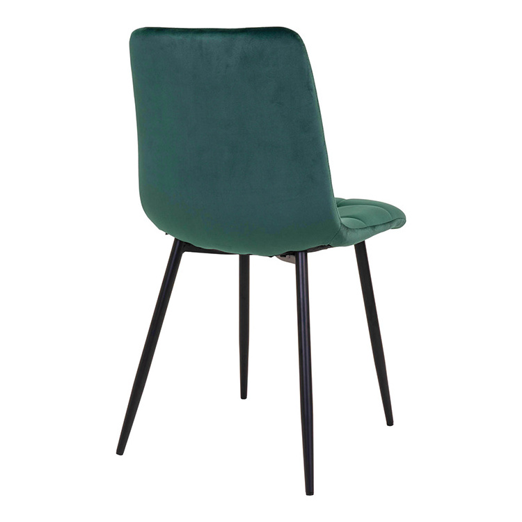 Hebei Promotion Cheap Modern Classic Style Dinning Room Chair Nordic Green Velvet Upholstered Seat Black Metal leg Dining Chair