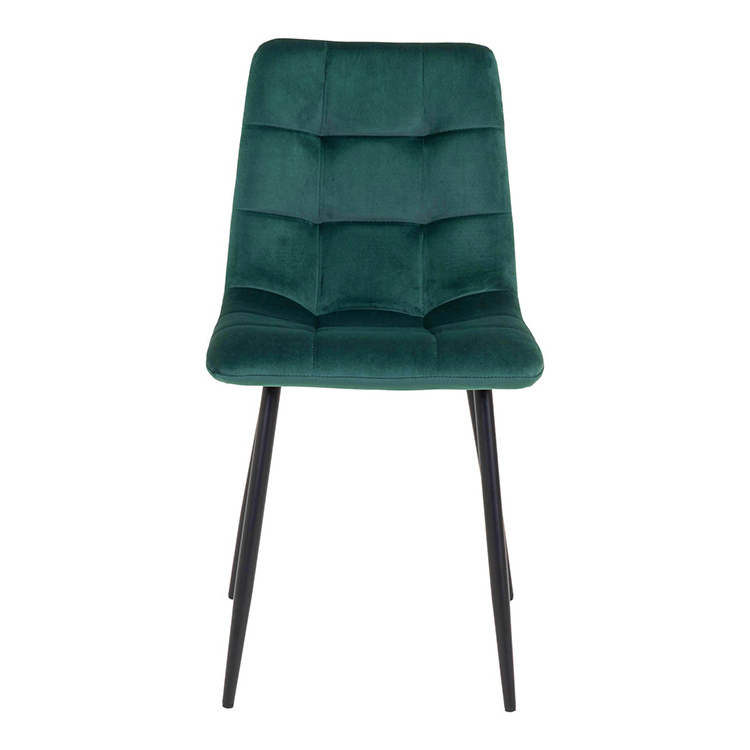 Hebei Promotion Cheap Modern Classic Style Dinning Room Chair Nordic Green Velvet Upholstered Seat Black Metal leg Dining Chair