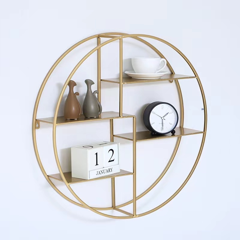 Custom wall hanging metal wire bracket wall mount shelf for storage luxury metal wall shelf decoration