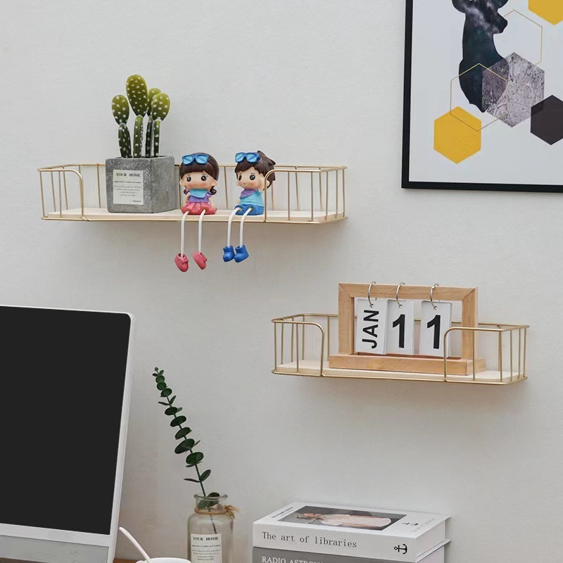 Custom size living room bathroom metal wall shelf decoration metal wire bracket wall mount shelf for storage