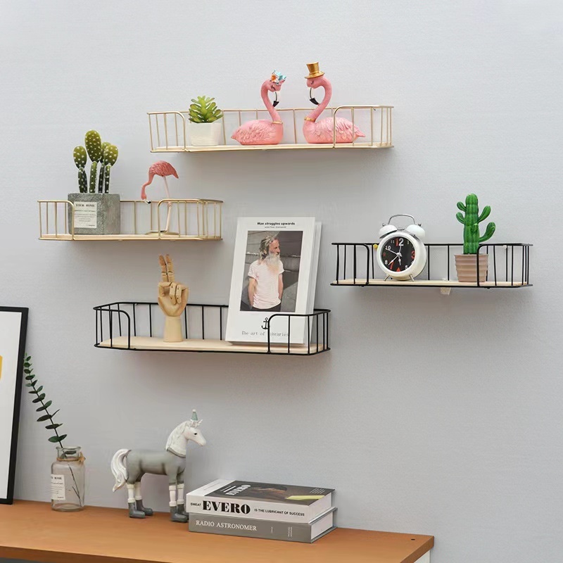 Custom size living room bathroom metal wall shelf decoration metal wire bracket wall mount shelf for storage