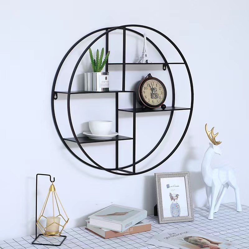 Custom wall hanging metal wire bracket wall mount shelf for storage luxury metal wall shelf decoration